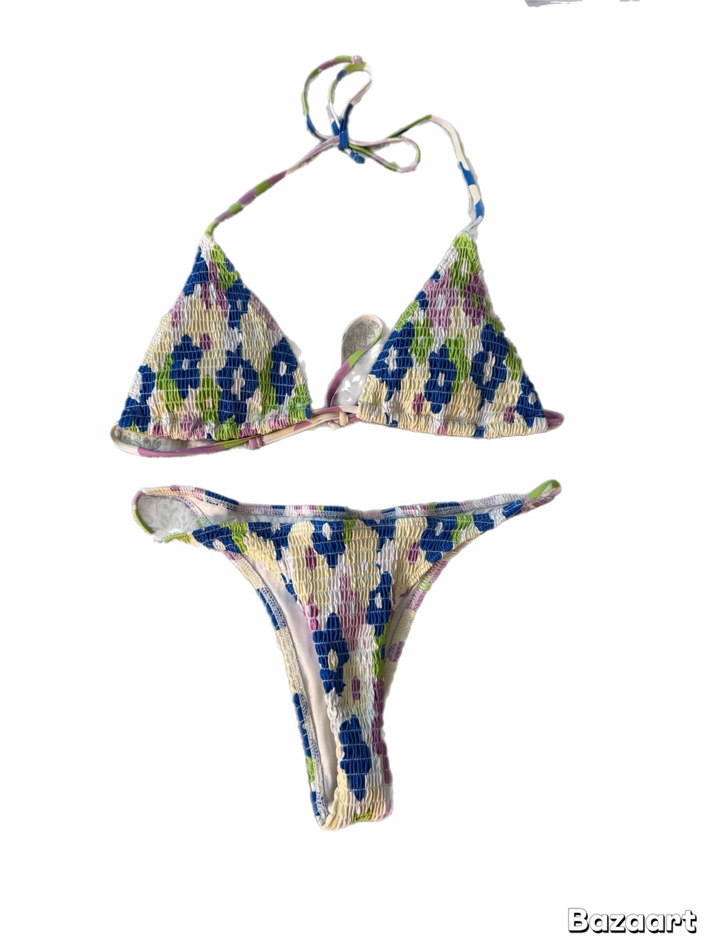 🌼 Smocked Floral Bikini Set – Size Medium 🌼
